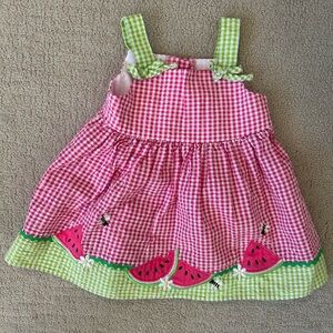 Y2K gingham watermelon appliqué summer dress 12-18 months toddler girl